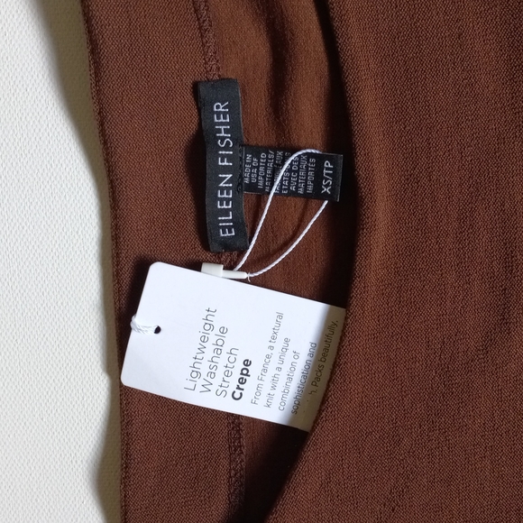 EILEEN FISHER Tunic Top Crepe Knit Cinnamon Rust - Picture 2 of 8